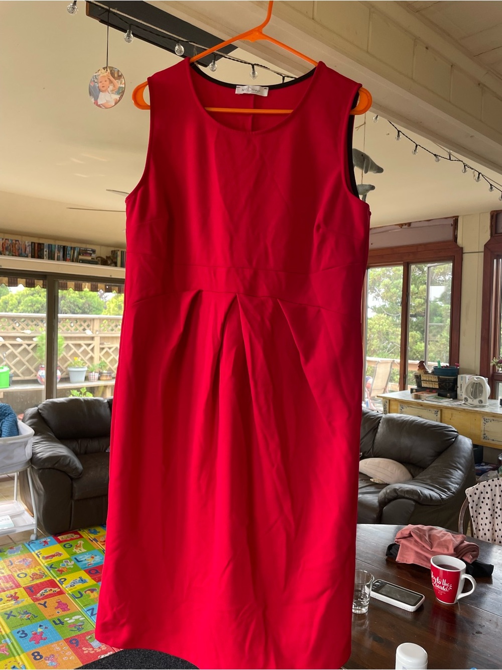 Pregnancy Sleeveless Red Sheath Dress